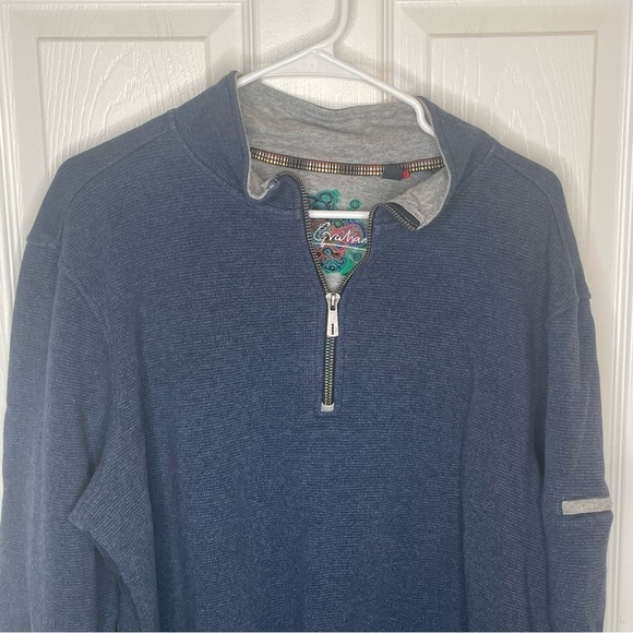 Robert Graham 1/4 Zip Pullover Sweater in Blue L - Picture 3 of 12